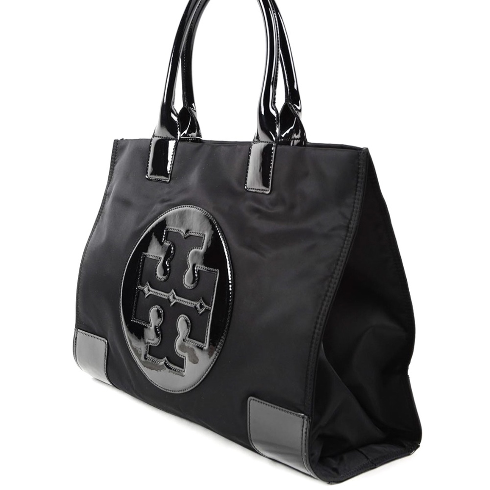 Tory Burch Nylon Black On Black Ella Tote Handbag~Classic~Vintage